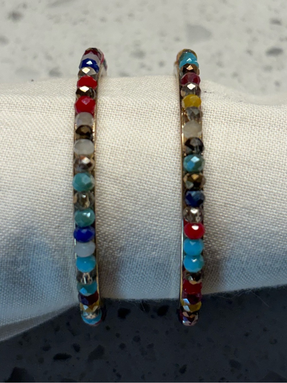 Source Unknown Multicolor Seed Bead Hoop Earrings